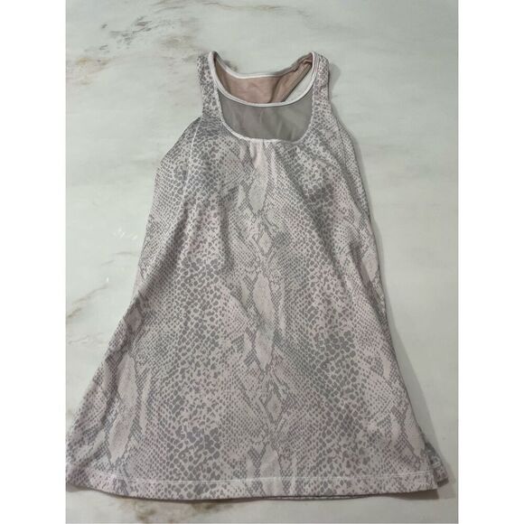 Lululemon White Gray Snake Print Tank Top Mesh Size 6 - Picture 2 of 7